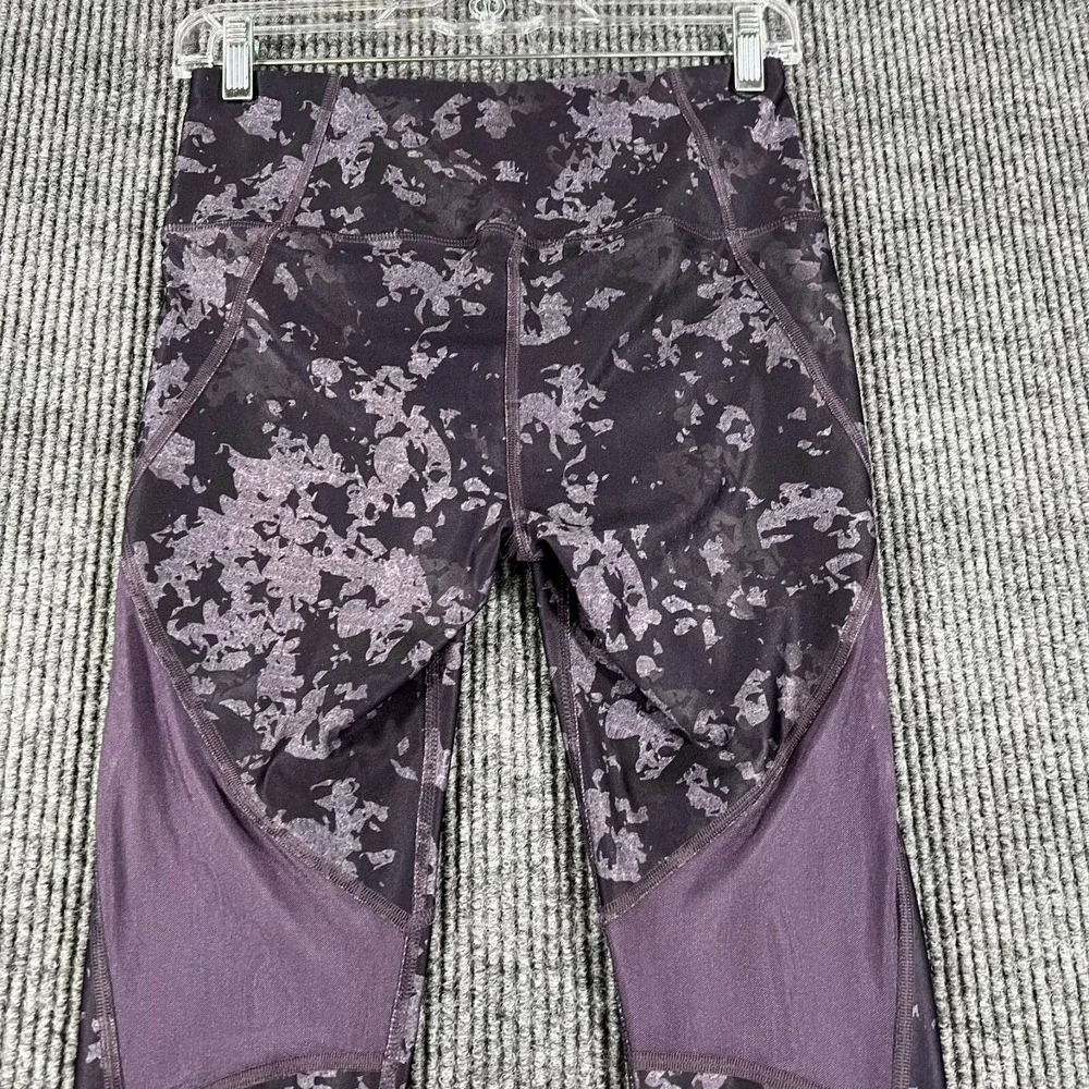 Under Armour Leggings Womens Medium Purple Compression Heat Gear Active Workout